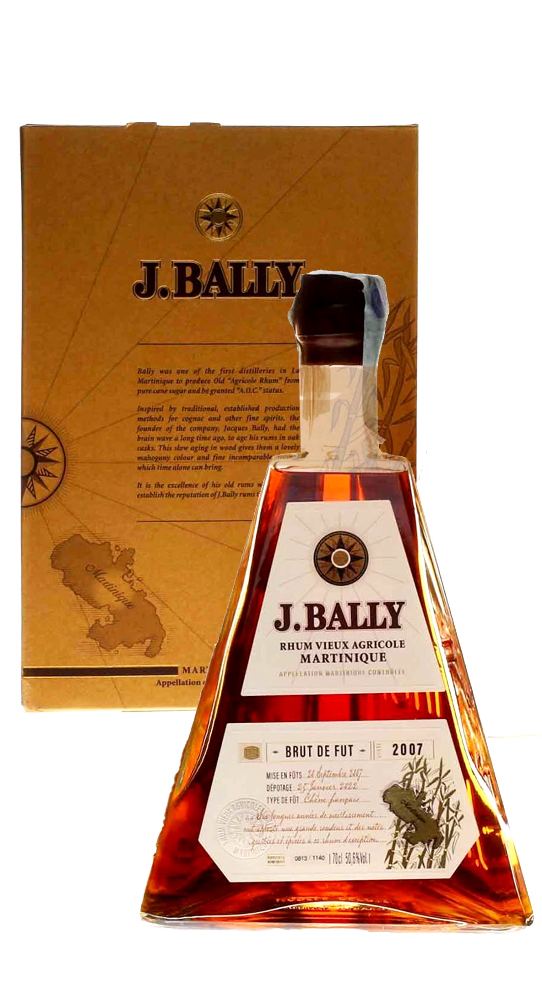 J.BALLY RHUM VIEUX AGRICOLE MARTINIQUE  BRUT DE FUT 2007 / 2022 0,70 CL
